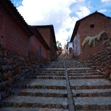 Steep path leading to the plaza